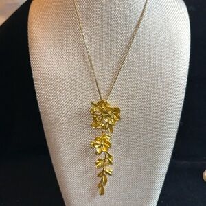 Gold Floral Drop Pendant Necklace - Women Jewelry